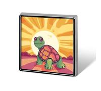 Custom Turtle in The Sun Lapel Pin Aluminum Alloy Button Badge Personalized Exquisite Brooch Classic Mini Pin 0.7" X 0.7" Inch for Backpacks Hat Suit Jacket Clothing Decoration