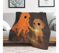 Custom Two Orange Ghosts Flannel Fleece Throw Blanket 50x60 Inch Soft Cozy Throws for Couch Sofa Bed Farmhouse Blankets Comfort Decorative Bedtime Blanket Lightweight All Season Easy Care