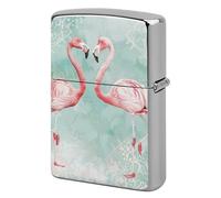 Custom Two Peach Flamingos Lighter Case Personalized Metal Lighter Cover Holder Reusable Shockproof Protective Lighters Without Insert Gift for Men Women Dad Husband