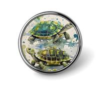 Custom Two Turtles Watercolor Splash Lapel Pin Aluminum Alloy Button Badge Personalized Exquisite Brooch Classic Mini Pin 1 Inch for Backpacks Hat Suit Jacket Clothing Decoration