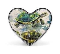 Custom Two Turtles Watercolor Splash Lapel Pin Aluminum Alloy Button Badge Personalized Heart Exquisite Brooch Classic Mini Pin for Backpacks Hat Suit Jacket Decoration