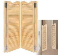 Custom Two-Way Interior Swinging Doors with Hinges & Hardware Kit, Arched Top Wood Louvered Door, Heavy Duty Half Waist Door for Saloon Hallway Kitchen Bar(130X100X3.6CM)