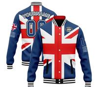 Custom Union Jack Varsity Jacket - Personalized UK Flag Bomber Jacket with Name & Number - British Flag Customized Jacket for Men & Women