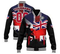 Custom Union Jack Varsity Jacket - Personalized UK Flag Bomber Jacket with Name & Number - British Flag Customized Jacket for Men & Women