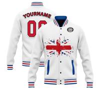 Custom Union Jack Varsity Jacket - Personalized UK Flag Bomber Jacket with Name & Number - British Flag Customized Jacket for Men & Women