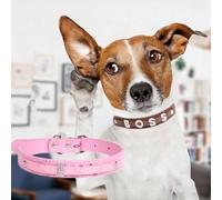 Custom Unique Cat Dogs Collar Necklace -1pc Personalized Name Rhinestone Pet Collar for Cats Doggie, Adjustable Leather-Like Kitten Puppy Collar with Sparkly Choose Letter (Pink, L)