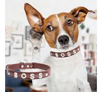 Custom Unique Cat Dogs Collar Necklace -1pc Personalized Name Rhinestone Pet Collar for Cats Doggie, Adjustable Leather-Like Kitten Puppy Collar with Sparkly Choose Letter (Coffee, XL)