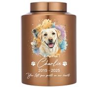 Custom Urns for Dogs Cats Ashes Personalized Pet Urn with Name and Photo for Pet Memorial Keepsake Pet Cremation Memorial Urn for Loss of Dog Cats Engraved Pet Funeral Urns (A-Watercolor)