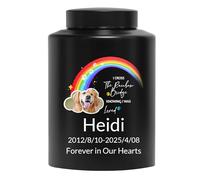 Custom Urns for Dogs Cats Ashes Personalized Pet Urn with Name and Photo for Pet Memorial Keepsake Pet Cremation Memorial Urn for Loss of Dog Cats Engraved Pet Funeral Urns (Rainbow)