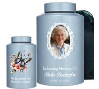 Custom Urns for Human Ashes Personalized Decorative Photo Urn Cremation Portrait Urn for Ashes Male Female Large up to 220lbs Memory Funeral Burial Urn for Man Woman Ashes (Custom Urn- Butterfly)