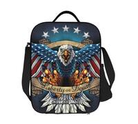 Custom US Flag Wings Eagle Thermal Insulated Lunch Bag Women American Flag Portable Lunch Container Multifunction Bento Food Box
