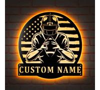 Custom Us Football Player Ball Metal Wall Art Led Light, Personalized Football Player Name Neon Sign Home Decor, Football Neon Light Decoration Gift
