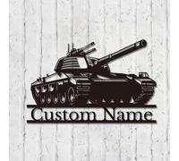 Custom US Soldier Military Tank Metal Wall Art,Personalized Army Tank Name Sign,Personalized American Army Tank Name Sign,Home Decor Veteran Patriotic Decoration (Style-3)