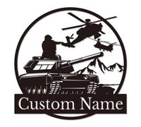 Custom US Soldier Military Tank Metal Wall Art,Personalized Army Tank Name Sign,Personalized American Army Tank Name Sign,Home Decor Veteran Patriotic Decoration (Style-2)