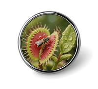 Custom Venus Flytrap Catching Pins 1 in Personalized Collar Brooch Pin Vintage Badge for Bags Hats Jackets Backpacks Suits Shirts Clothes Decoration Jewelry Collection Gifts for Women Men-Round