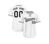 Custom Vertical Stripes Baseball Jersey for Men Women Kids Personalized Button Down Shirt with Team Name Number #17 Sports Top for Baseball, Softball and Team Events White