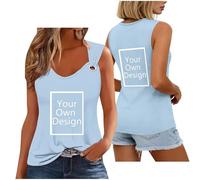 Custom Vest Top with Any Photo/Text Double-sided Printing Design Your Own Personalised Tank Tops for Women Men Round Neck Loose Fit Sleeveless T-shirt Custom Graphic Camisole Birthday Music Concert