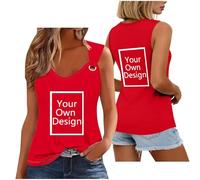 Custom Vest Top with Any Photo/Text Double-sided Printing Design Your Own Personalised Tank Tops for Women Men Round Neck Loose Fit Sleeveless T-shirt Custom Graphic Camisole Birthday Music Concert