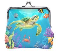 Custom Vibrant Underwater Sea Turtle Creatures Women's Coin Purses & Pouches Kiss Lock Money Change Pouch Girls, Vibrant Underwater Sea Turtle Creatures, Classic