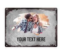 Custom Vintage Tin Sign with Text or Name, Personalised Couples Photo Metal Sign for Bedroom, Home Decor, Outdoor Wall Art, Gifts for Anniversary, Valentine's Day, 30×20 CM