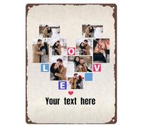 Custom Vintage Tin Sign with Text or Name, Personalised Couples Photo Metal Sign for Bedroom, Home Decor, Outdoor Wall Art, Gifts for Anniversary, Valentine's Day, 30×20 CM