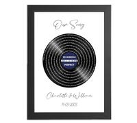 Custom Vinyl Record Poster - Personalised With Your Wedding First Dance, Valentine Day Gift Message or Favourite Song Lyrics Customised Design Prints Option to Frame - Choose Your Color