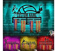 Custom Volleyball Medal Hanger Personalized Volleyball Player Medal Holder Monogram Metal Volleyball Sport Sport Medal Display Rack Christmas Home Decor Gift for Men Boy Team (Volleyball Medal Hanger)