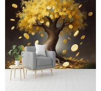 Custom Wall Murals,Golden Money Tree Prosperity Wealth Nature Painting Art,Self-Adhesive Removable Peel and Stick Wallpaper, for Living Room, Bedroom, Shop, Office, Kids