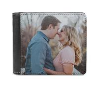 Custom Wallet for Men with Picture Photo Text, Personalised Leather Wallet for Father Dad Husband Boyfriend