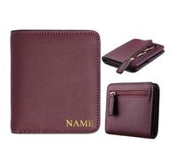 Custom Wallet Women Rfid Blocking Personalized Name Initials Monogram Small Compact Bifold Luxury Leather Pocket Wallet Ladies Mini Purse with ID Window Slim Credit Card Holder Zipper Pocket, Black