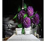Custom Wallpaper 3D Stereoscopic Flowers Murals Purple Art Non-Woven Wallpapers for Living Room Home Decor TV Background Wall -150X120CM