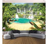 Custom wallpaper murals 3d nature landscape waterfalls forest peacock wall tv living room sofa background wall painting*400cmx280cm(157.4x110.2inch)