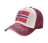 Custom Washed Jeans Hat - Color Block Denim Baseball Cap with Vintage Vibe Patriotic Banner 100% Cotton, Adjustable, Suitable for Men Women in All Dark Red One Size
