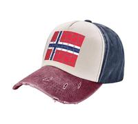 Custom Washed Jeans Hat - Color Block Denim Baseball Cap with Vintage Vibe Patriotic Banner 100% Cotton, Adjustable, Suitable for Men Women in All Tibetan Red One Size