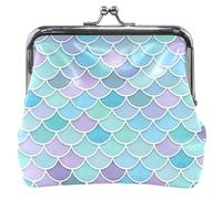 Custom Watercolor Mermaid Scales Blue Women's Coin Purses & Pouches Buckle Kiss Lock Money Change Pouch