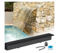 Custom Waterfall Overflow Spillway Kit for Pools & Gardens - Modern Wall-Mounted Water Feature Fountain, inless Steel Waterfall Runoff Outlet (Black, 175cm Wide)