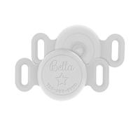 Custom Waterproof Collar Holder Compatible with Apple AirTag, Personalized Silicone Case for Air Tag Collar Engraved Name & Number, Anti-Lost Holder for Pet Cat Dog GPS Tracker,White