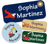 Custom Waterproof Name Labels - 135 Personalized Stickers for Clothing, Water Bottles, Lunch Boxes, and School Supplies. No-Iron, Ideal for Camp and Daycare. (Airplane)