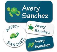 Custom Waterproof Name Labels - 135 Personalized Stickers for Clothing, Water Bottles, Lunch Boxes, and School Supplies. No-Iron, Ideal for Camp and Daycare. (Tortoise)