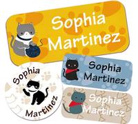 Custom Waterproof Name Labels - 135 Personalized Stickers for Clothing, Water Bottles, Lunch Boxes, and School Supplies. No-Iron, Ideal for Camp and Daycare. (Purr-FECT Kittens)