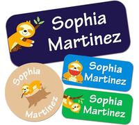 Custom Waterproof Name Labels - 135 Personalized Stickers for Clothing, Water Bottles, Lunch Boxes, and School Supplies. No-Iron, Ideal for Camp and Daycare. (Monkey)
