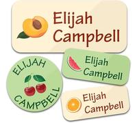 Custom Waterproof Name Labels - 160 Personalized Stickers for Clothing, Water Bottles, Lunch Boxes, and School Supplies. No-Iron, Ideal for Camp and Daycare. (Fruit)