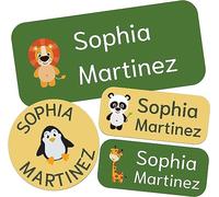 Custom Waterproof Name Labels - 160 Personalized Stickers for Clothing, Water Bottles, Lunch Boxes, and School Supplies. No-Iron, Ideal for Camp and Daycare. (alimal)