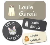 Custom Waterproof Name Labels - 160 Personalized Stickers for Clothing, Water Bottles, Lunch Boxes, and School Supplies. No-Iron, Ideal for Camp and Daycare. (Cat)