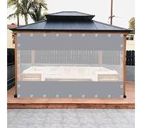 Custom Waterproof Pavilion Curtains 0.3mm PVC Fabric Windproof Side Panels Clear Vinyl Canopy with Grommets Gray 3.8 x 2.5m for Outdoor Use