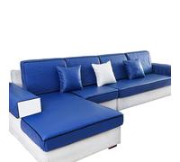 Custom Waterproof Sofa Cush Covers Non-Slip Leather Fabric Seat Protectors Blue Fur Design Custom Size 90x240cm (35x94inch) for Enhanced Home Decor