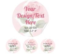 Custom Waterproof Stickers Labels, Personalized Handmade with Love Labels, Homemade with Love Stickers, 20-500 Pcs, 1.2"- 4", Glossy/Matte, Custom Floral Sticker for Candles, Business, Foods