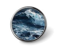 Custom Waves in The Pins 1 in Personalized Collar Brooch Pin Vintage Badge for Bags Hats Jackets Backpacks Suits Shirts Clothes Decoration Jewelry Collection Gifts for Women Men-Round