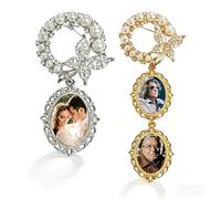 Custom Wedding Bouquet Photo Charms Bride & Groom Wedding Brooch Charm Personalised Decorative Pins Suitable for Weddings Graduation