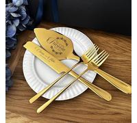 Custom Wedding Cake Cutting Set - Personalized Knife and Server With Forks, 4pcs - Bridal Shower Gifts for Couples